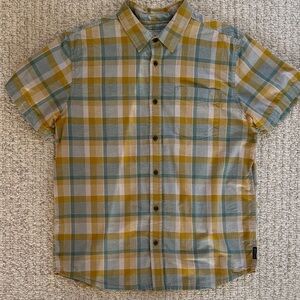 Prana Men's Casual Plaid Shirt - Green and Gold